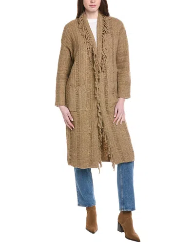 Line & Dot Altura Long Wool-blend Cardigan In Brown