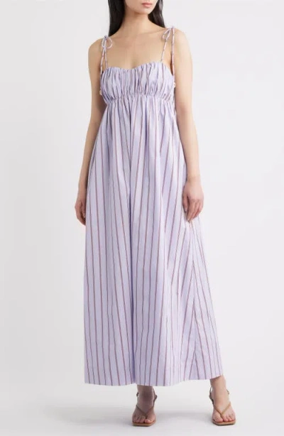 Line & Dot Andi Stripe Cotton Maxi Dress In Purple
