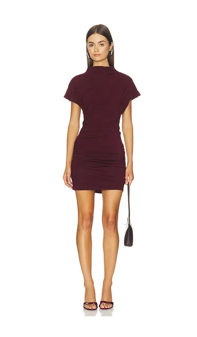 Line & Dot Arabella Draped Mini Dress In Burgundy