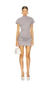 Line & Dot Archer Draped Mini Dress In Gray