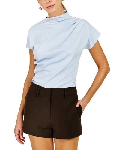 Line & Dot Archer Draped Top In Brown