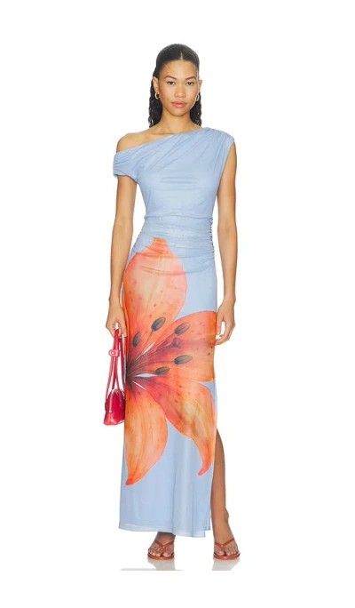 Line & Dot Avah Mesh Dress In Blue