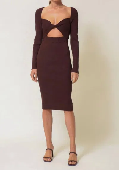 Line And Dot Avril Dress In Dark Brown In Red