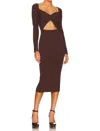 Line And Dot Avril Midi Dress In Cinnamon Brown In Multi