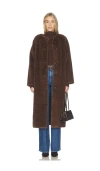 Line & Dot Axel Faux Fur Coat In Brown