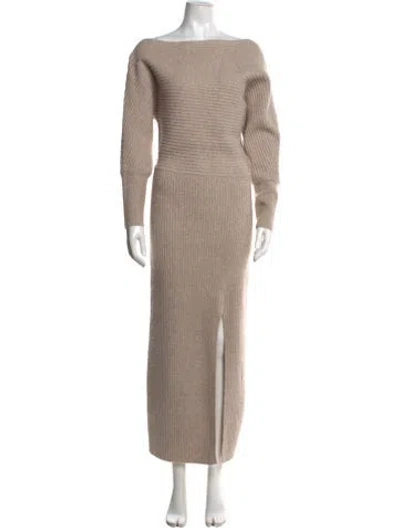 Pre-owned Line & Dot Bateau Neckline Long Dress In Neutral