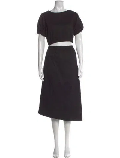 Pre-owned Line & Dot Bateau Neckline Long Dress W/ Tags In Black