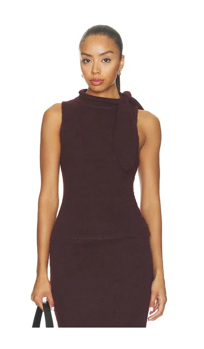 Line & Dot Belden Scarf Collared Knit Top In Plum