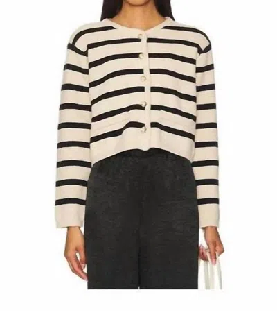 Line And Dot Benni Stripe Cardigan In Tan/black In Multi