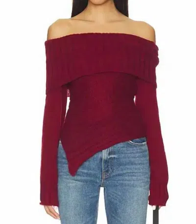 Line And Dot Betty Off Shoulder Sweater In Bordeaux In Brown