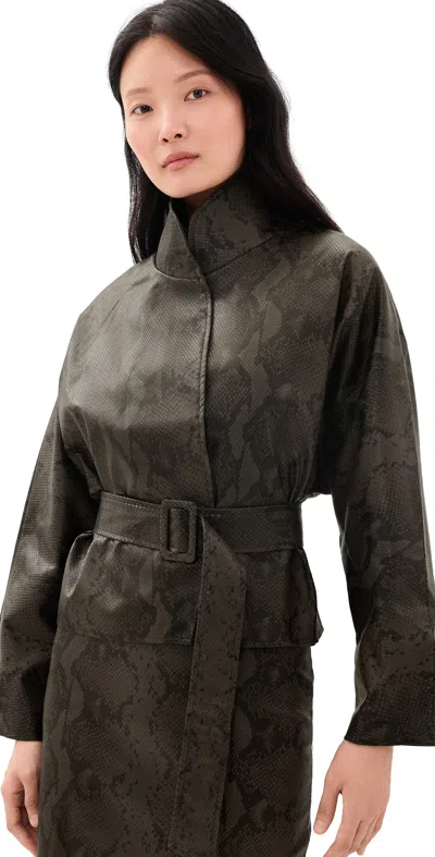 Line & Dot Bex Faux Leather Jacket Dark Brown In Gray