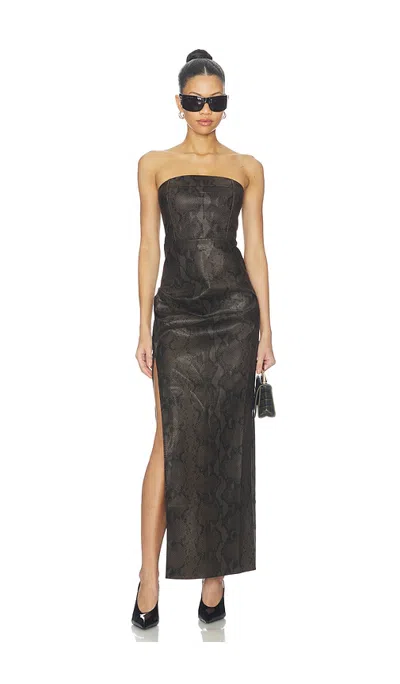 Line & Dot Bex Maxi Dress In Dark Brown