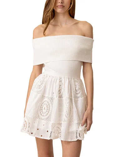 Line & Dot Biva Mix Media Mini Dress In White
