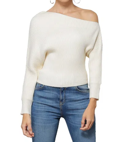 Line And Dot Blair Asymmetrical Off Shoulder Sweater In Ivory In White
