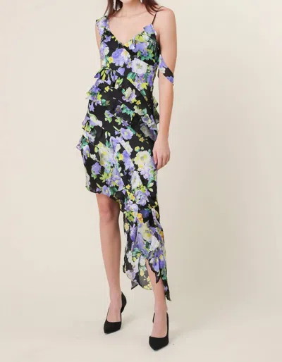 Line And Dot Bloom Asymmetrical Dress In Multi