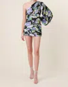 Line And Dot Bloom Mini Dress In Black Purple Multi In Multi