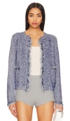 Line & Dot Bonny Fringe Cardigan In 牛仔