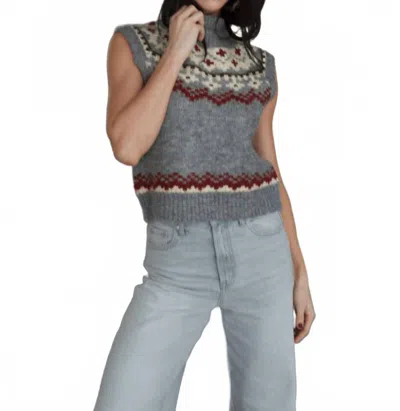 Line And Dot Brennan Fair Isle Knit Sweater Vest In Grey In Gray