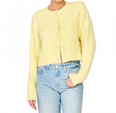 Line And Dot Buttercup Cardigan Top In Light Yellow