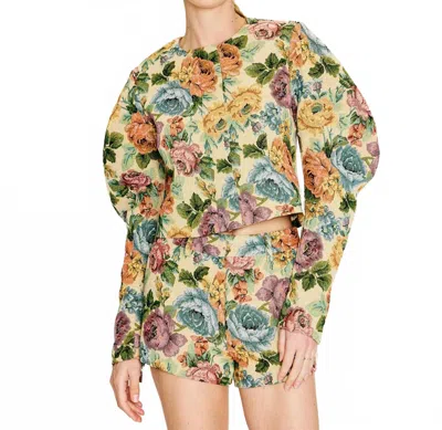 Line And Dot Cambria Floral Zipper-front Jacket In Yellow Multi