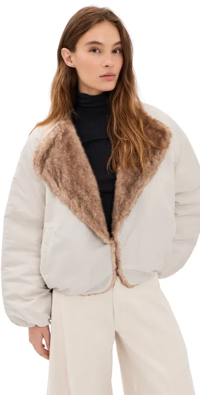 Line & Dot Camden Bomber Jacket Khaki In White