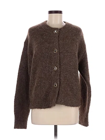 Line & Dot Cardigan Sweater In Brown