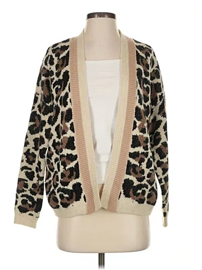 Pre-owned Line & Dot Cardigan Sweater In Tan