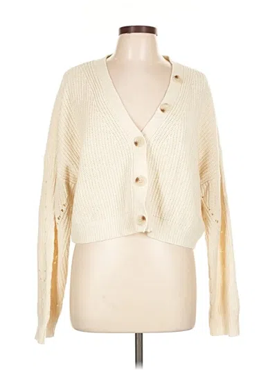 Pre-owned Line & Dot Cardigan Sweater In White
