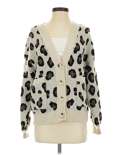 Pre-owned Line & Dot Cardigan Sweater In White