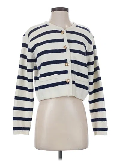 Pre-owned Line & Dot Cardigan Sweater In White