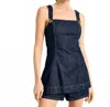 Line And Dot Caryl Denim Romper In Indigo In Blue