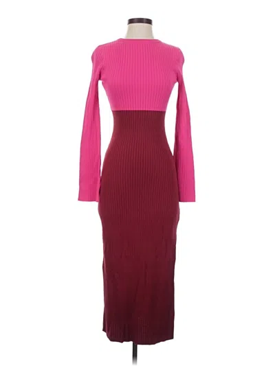 Pre-owned Line & Dot Casual Dress In Burgundy