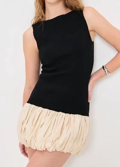 Line And Dot Cella Combo Bubble Dress In Black/cream