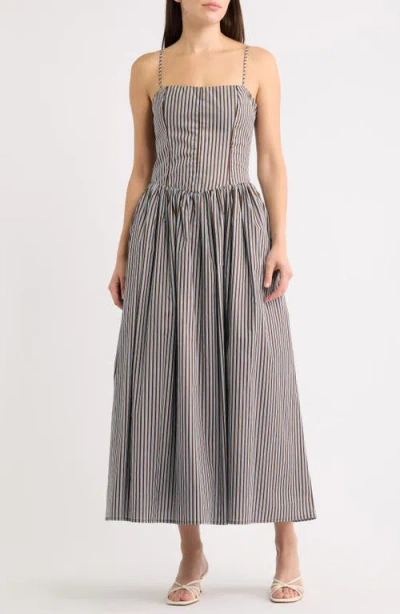 Line & Dot Chandler Fit & Flare Cotton Maxi Dress In Gray
