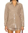 Line And Dot Checkmate Oversized Shacket In Brown In Brown