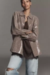 Line & Dot Checkmate Sequin Jacket In Brown