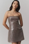 Line & Dot Checkmate Strapless Sequin Mini Dress In Brown