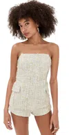 Line & Dot Clover Strapless Top Sage Multi In Neutral
