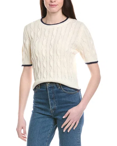 Line & Dot Collegiate Sweater Top In White