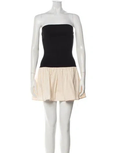 Pre-owned Line & Dot Colorblock Pattern Mini Dress W/ Tags In Neutral