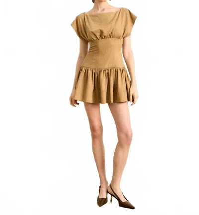 Line And Dot Cooper Mini Dress In Tan In Brown
