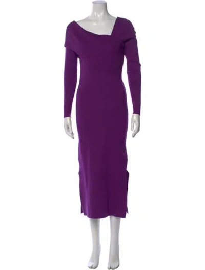 Pre-owned Line & Dot Cowl Neck Long Dress In Purple