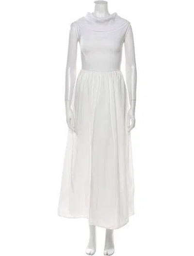 Pre-owned Line & Dot Cowl Neck Long Dress In White