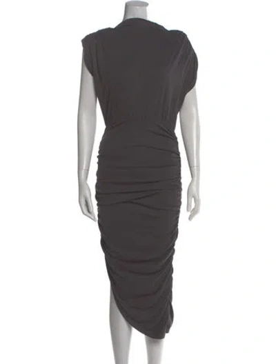 Pre-owned Line & Dot Cowl Neck Midi Length Dress In Gray