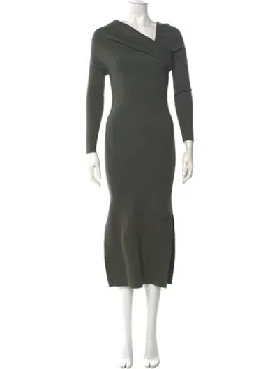Pre-owned Line & Dot Cowl Neck Midi Length Dress In Green