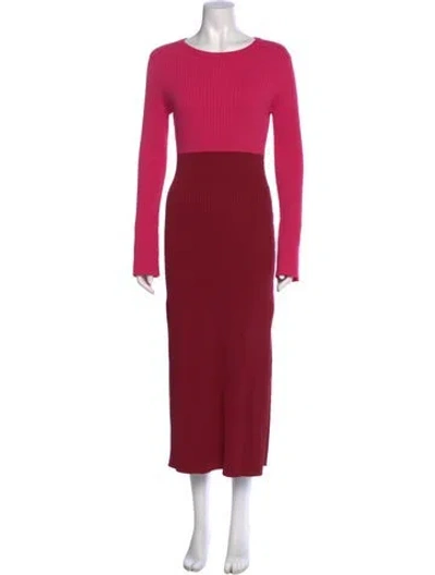 Pre-owned Line & Dot Crew Neck Long Dress In Multi