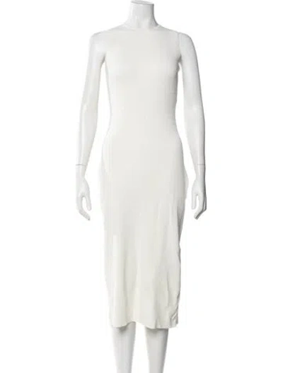 Pre-owned Line & Dot Crew Neck Midi Length Dress In Neutral