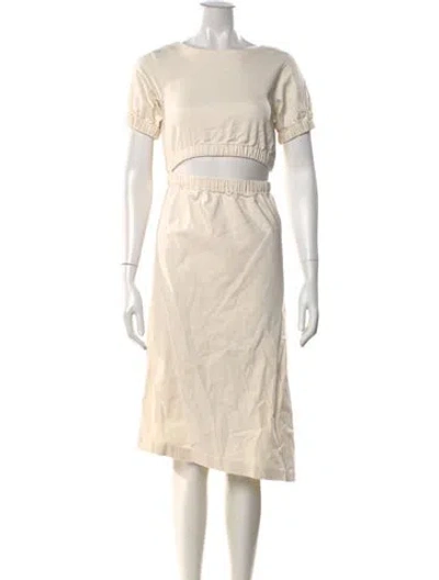 Pre-owned Line & Dot Crew Neck Midi Length Dress In Neutral