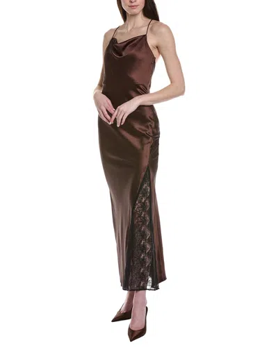 Line & Dot Dalton Lace Insert Dress In Brown