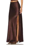 Line And Dot Dalton Maxi Skirt In Chocolate In Gold
